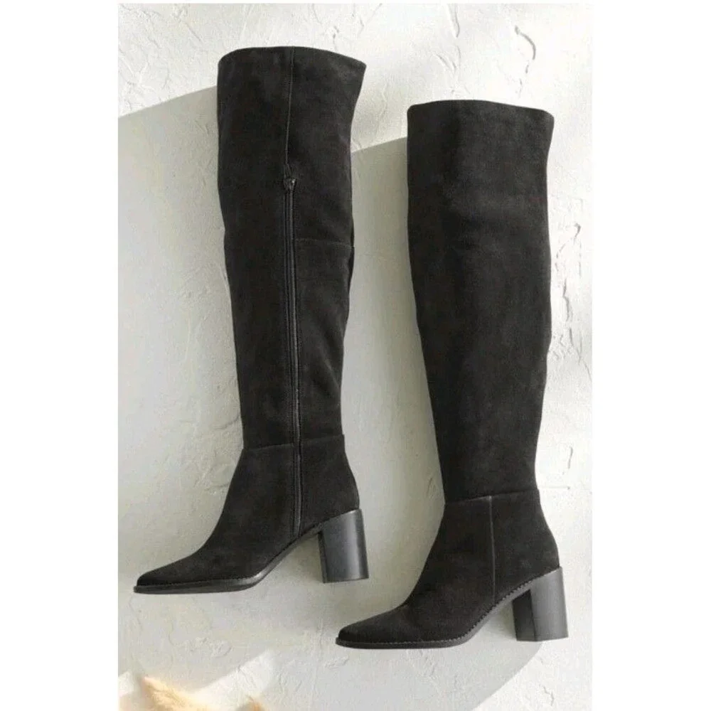 Seychelles Gifted black suede over the knee boot w 2 3/4